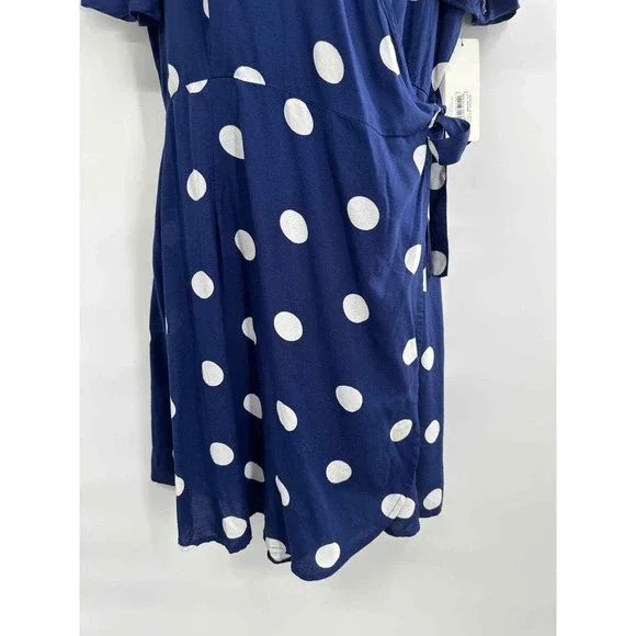 NWT peyton & parker Women's Blue/White Polka Dot Wrap Dress Large - Picture 5 of 9